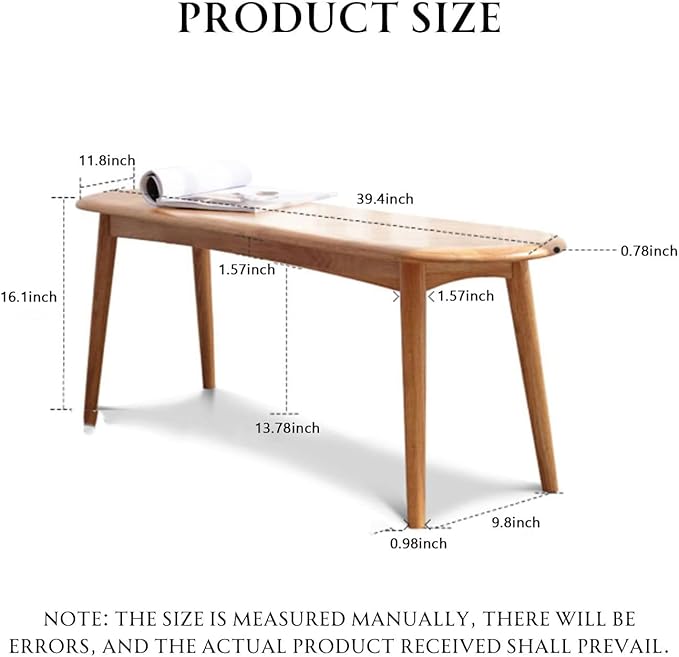 47’’-63’’ 100% Oak Extendable Dining Table and Bench Set for 2, Solid Wood Folding Kitchen Table, Mid Century Modern Dinner Table for Kitchen, Living Room, Natural (47''-63''+39''Bench)