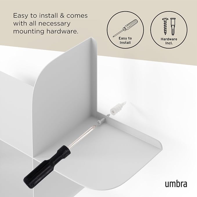 Umbra Montage Floating Wall Shelf, Metal, Set of 2, White