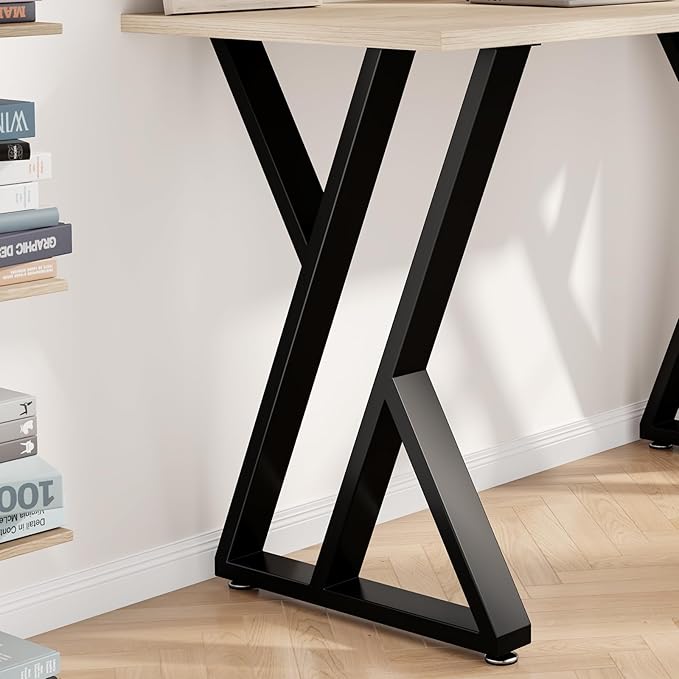 Height Table Legs 35" H x 24" W Furniture Desk Bench Dining Table Base Counter Outdoor Heavy Duty Desk Legs with Adjustable Feet Z Shape Set of 2 Black