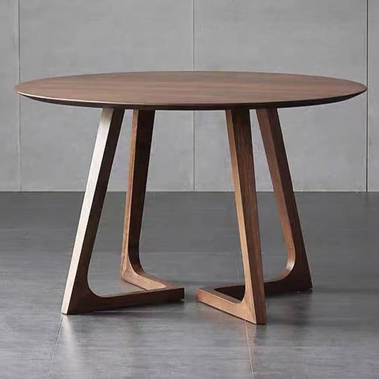 Mid Century Modern Dining Table Round Solid Wood Kitchen Dining Room Tables Rustic Pedestal Table Small Leisure Coffee Table for 2,4 People for Living Room(Walnut Color,80 * 75cm)