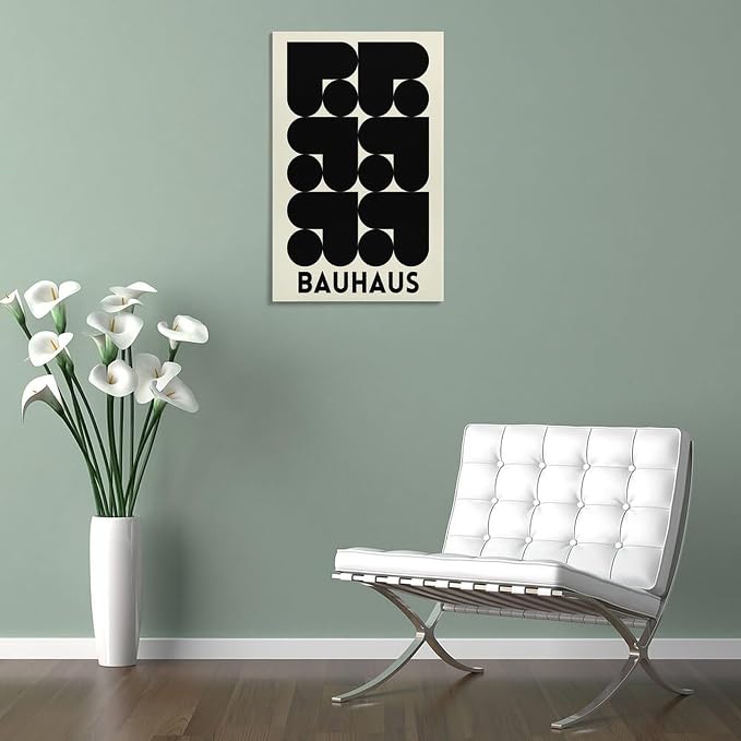 Bauhaus Print Poster,black And White,poster,Abstract Art,Minimalist,Stylish Mid Century Art Canvas Wall Art Print Poster For Home School Office Decor Frame-style 24x36inch(60x90cm)