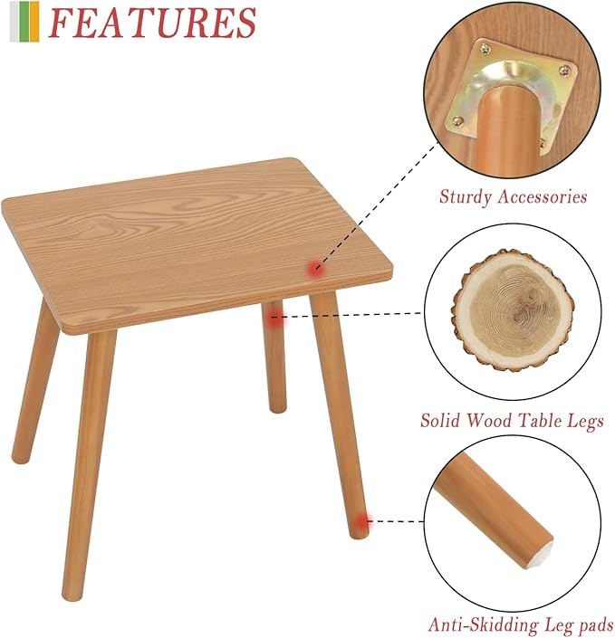 AWASEN Mid Century Modern Side Table, Small End Table for Living Room Bedroom Office Small Spaces, Modern Side Table Nightstand with Solid Wood, Easy Assembly, (Brown)