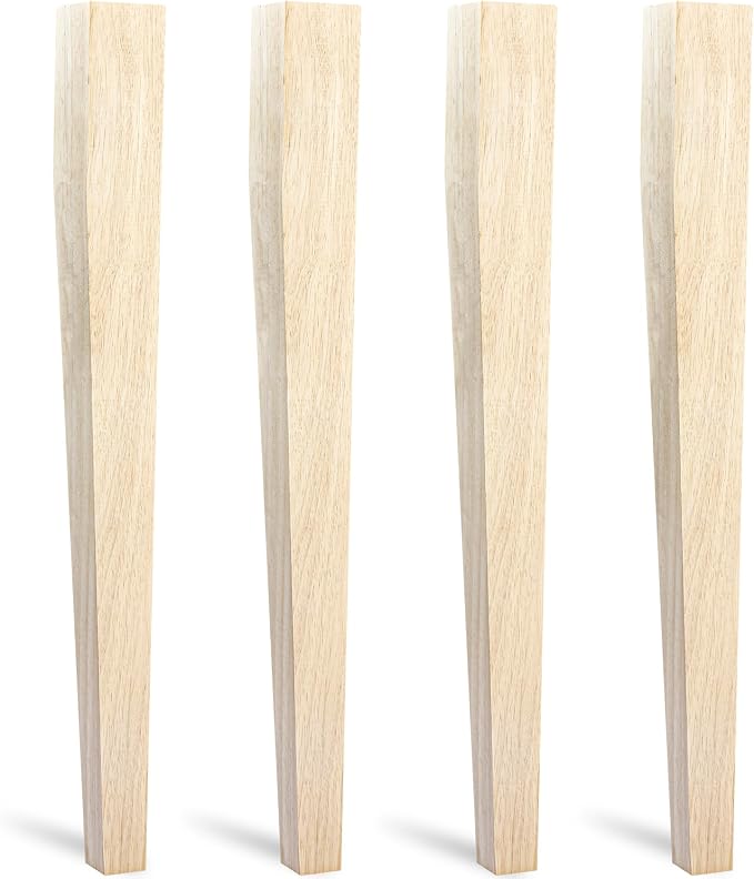 29 inch / 73cm Unfinished Wooden Dining Table Legs, LAVANE Set of 4 Classic Countryside Two-Side Tapered Solid Wood Replacement Feet for Bench Coffee Table Dining Table Chair Desk Kitchen Island