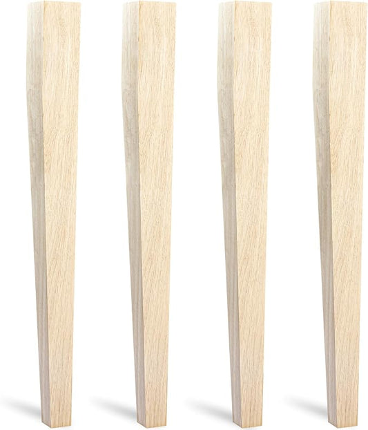 29 inch / 73cm Unfinished Wooden Dining Table Legs, LAVANE Set of 4 Classic Countryside Two-Side Tapered Solid Wood Replacement Feet for Bench Coffee Table Dining Table Chair Desk Kitchen Island