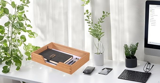 DDYURI Wood Letter-Size Tray for Office Desktop Organizer - Wooden Front-Load Documents Tray for Mail, Paper, File, Magazine, Pen,Notebook Storage Paper Holder Trays Light(DGTU-LT)