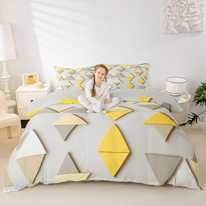 Erosebridal Abstract Art Duvet Cover Set Ombre Simplistic Geometric Full Size Bedding Sets for Child Boys | Minimalist Simple Modern Comforter Cover Mid Century Bed Set, Room Decor Aesthetic