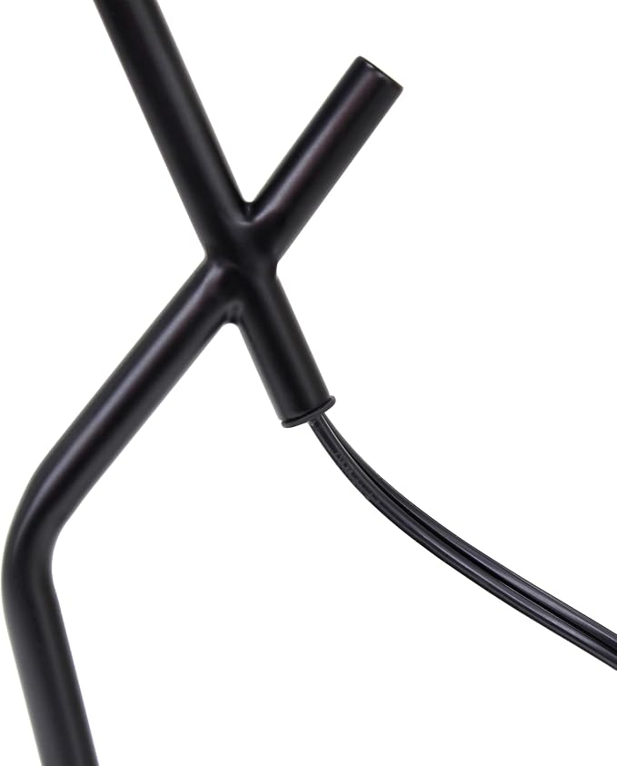 Simple Designs LT1172-BLK 17.13" Metal and Modern Abstract Table Lamp with Drum Fabric Shade, Bedroom, Office, Living Room, Dorm, Side Tables, Black