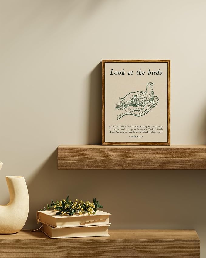 InSimSea Vintage Framed Wall Art Look at this bird Canvas Prints, Vintage Home Decor, Print Framed Painting Picture,For Living Room, Study, And Dining Room Wall Decor 10L x 8W