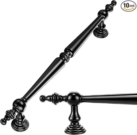Shimeyao 10 Pack Antique Matte Black Cabinet Pulls 6.3"(160 mm) Hole Center Vintage Cabinet Pulls Handles Drawer Handles Closet for Kitchen Bathroom Drawer Dresser Pull Hardware Hole Center