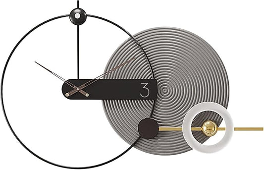 Mid Century Modern Large Silent Wall Clock Non Ticking for Living Room, 40 inch Giant Decorative Round Black Clock for Wall, Big Unique Metal Fancy Clock Wall Decor for Bedroom Entryway