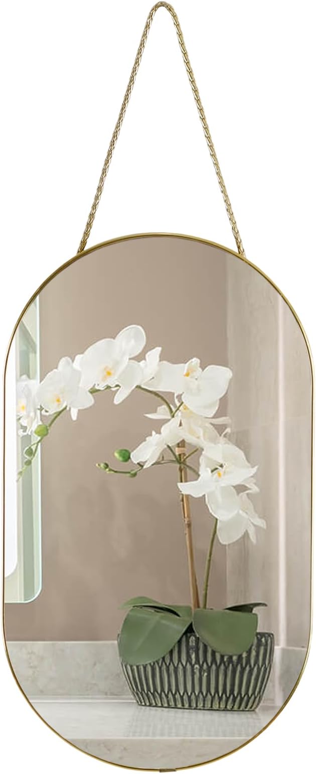 Oval Wall Mirror, Gold, Oval Shape, for Bathrooms and More (16x9.2 inch)