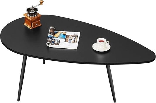 SAYGOER Black Small Coffee Table Modern Oval Coffee Tables Retro Center Table for Small Space Mid Century Coffee Table Rustic Accent Table for Living Room Home Office, Easy Assembly
