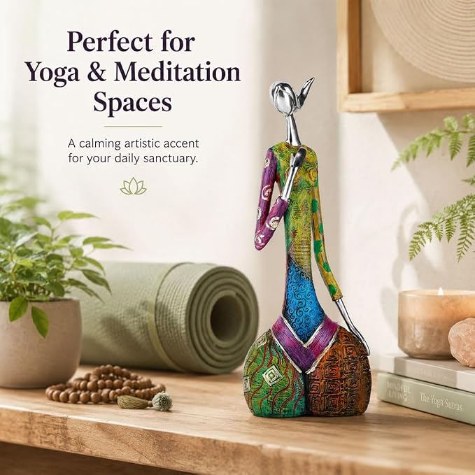 Minimalist Abstract Yoga Art Woman Statues and Sculptures, Creative Full-Color Oil Painting Art Female Statue, Modern Living Room Room Porch Centerpieces Bookcase Entryways Desktop Decor Crafts