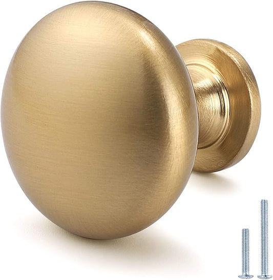 Solid Cabinet Knob Champagne Bronze Kitchen Drawer Knob, Warm GoldEuro Style Dresser Knob Brass Furniture Hardware, Diameter:1-1/5"