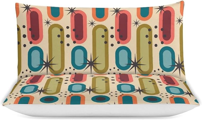Mid Century Duvet Cover Sets Modern Mid Century Retro Grid Printed Lightweight Soft Quilt Cover Geometric Minimalist Abstract Soft Microfiber 3 Piece (1 Duvet Cover 79x90in + 2 Pillow Sham 20x30in)