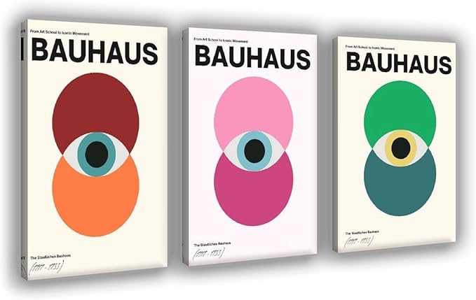 9W Bauhaus Poster Abstract Canvas Wall Art Set of 3 Modern Boho Decor For Bedroom Livingroom Frame-style 16x24inch(40x60cm)