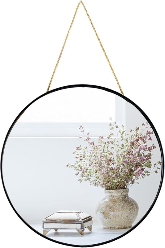 YCHMIR Small Round Wall Mirror,Bathroom Mirror (Black, 11.8 in.)
