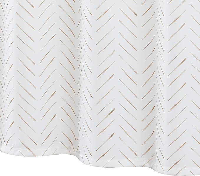 jinchan Taupe and White Shower Curtain Inky Herringbone Chevron Zig Zag Waterproof Fabric Modern Farmhouse Shower Curtains for Bathroom with 12 Hooks 70x72 Inches