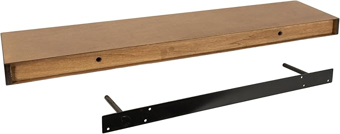 Kate and Laurel Havlock Modern Natural Floating Shelf; 36 x 8; Rustic Wood; Functional Bathroom and Kitchen Shelf for Storage and Display