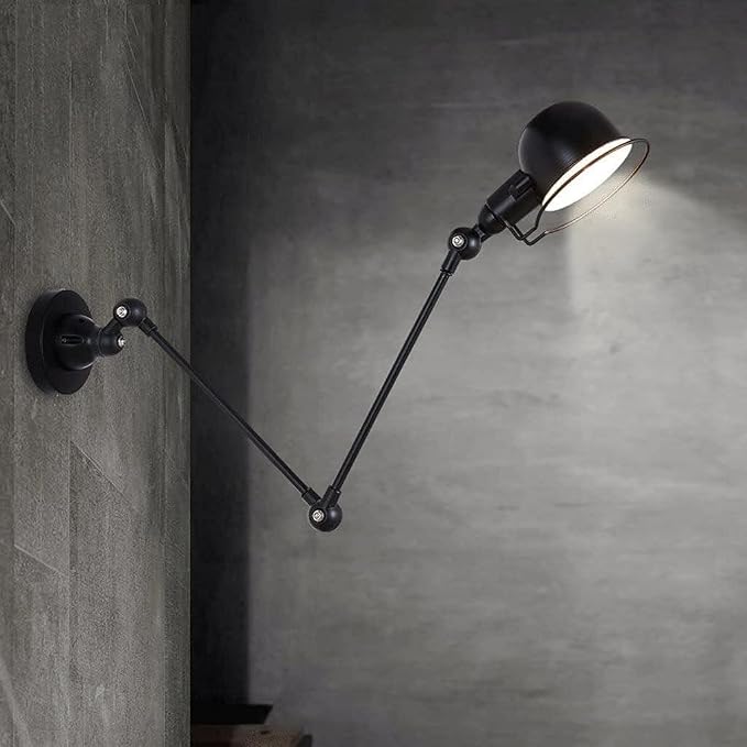 Swing Arm Wall Lamp, The Long of The Glass Light Iron Industrial Creative Telescopic Bedroom Retro Nostalgic