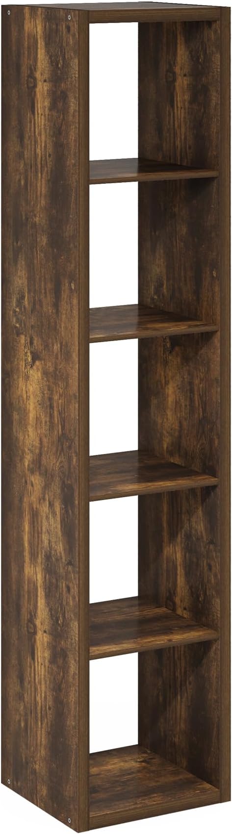Furinno Cubicle Book Shelf, Vertical 5-Cube Bookshelf, Extra Thick Horizontally & Vertically Reversible Bookcase with Open Back, 14.6" x 16" x 72", for Living Room, Bedroom, Home Office, Amber Pine