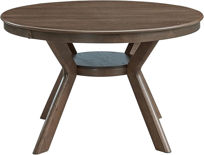 JUSTONE 47.2''Round Dining Table for 4,Modern Kitchen Table Wooden Trestle Pedestal Base,Minimalist Elegant Dining Table for Living Room, Dining Room,Small Space(φ47.2"x29.9"H,Oak)
