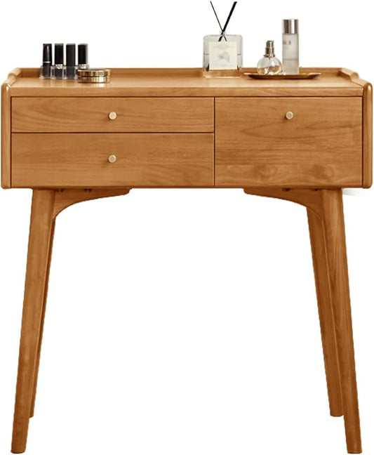 Cherry Wood Vanity Desk, Makeup Table for Bedroom, Small Study Desk Writing Table for Girls Teens, 18" D x 31" W x 32" H, Vanity Table Only
