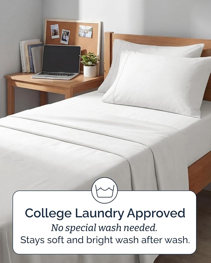 Extra Deep Twin XL Sheet Set - 4 Piece College Dorm Bed Sheets Set with Extra Deep Pockets - Ultra-Soft, Comfy & Breathable Bedding for Women, Men, Kids & Teens - Wrinkle & Fade Free - Antique White
