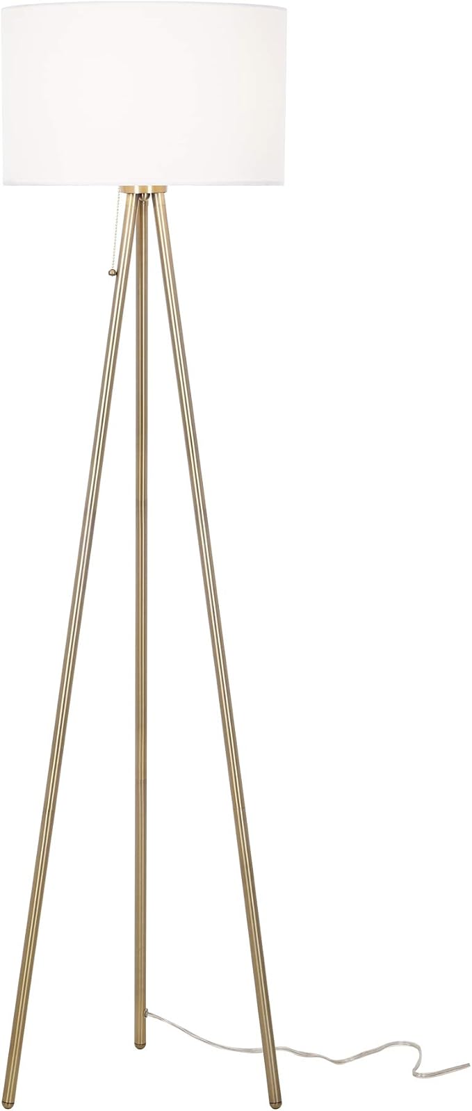 Catalina Lighting Mid-Century Modern Tripod Floor Lamp, Standing Lamp, Living Room Floor Light, LED Bulb NOT Included, 61.25", Antique Brass