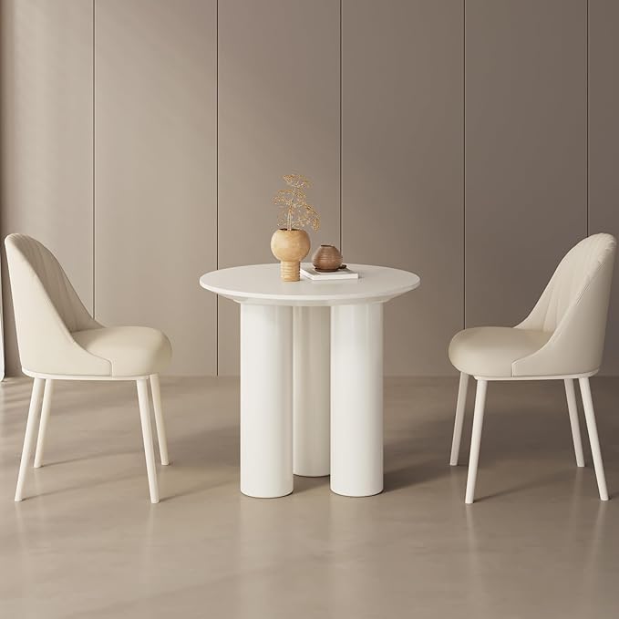 30" Round Dining Table Circular White Kitchen Table for 1-2 Person, Modern Dinner Tables for Kitchen, Living Room, Bar, Small Apartment Space Saving, Table Only