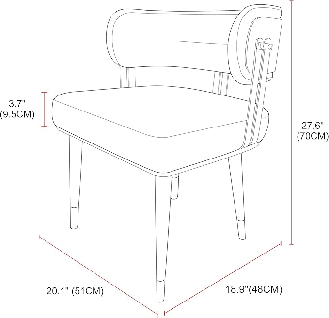 Modern Upholstered Leather Dining Chairs with High-Resilience Foam Cushion, Walnut Wood Veneer&Gold Metal Legs, 22Lx20.5Wx28.3H Inches, Anti-Slip Kitchen Chairs for Dining Room,Apricot