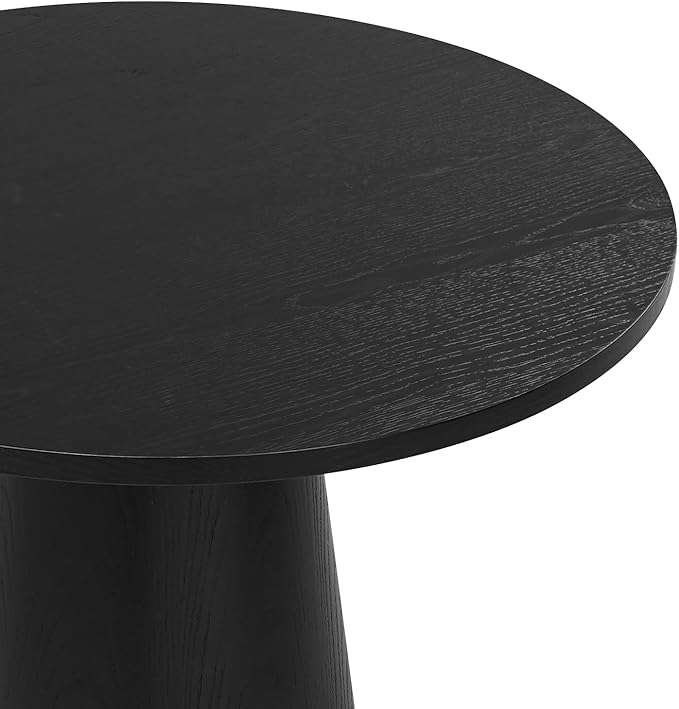 Round Dining Table Wood for 2-4, Modern Farmhouse Kitchen Table, 35'' Small Circle Dining Tables with Pedastal for Kitchen Living Room (Black)