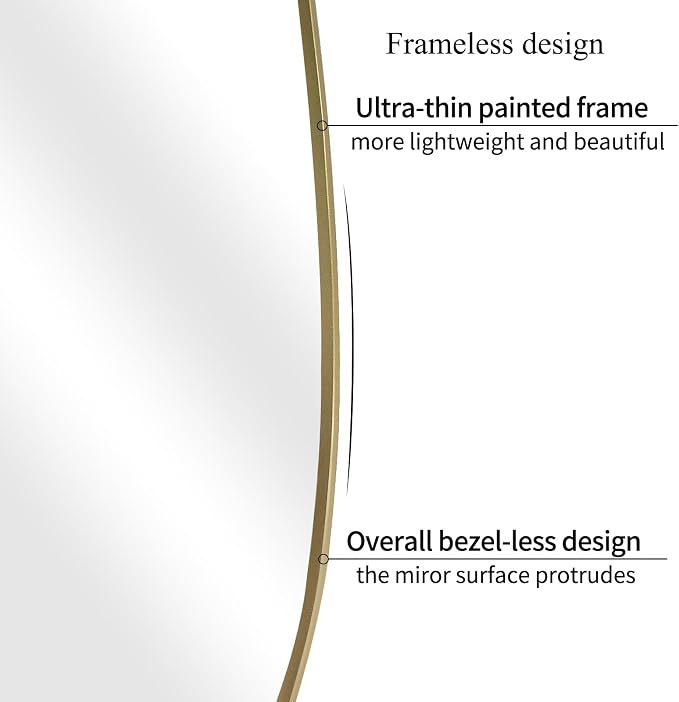 Gold Irregular Mirror, 52"x25.5" Large Asymmetrical Aesthetic Wall Mirror, Modern Abstract Frameless Mirrors for Living Room Bedroom Entryway Hallway, Hangs Vertically or Horizontally