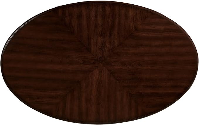 42'' Oval Wood Coffee Table for Living Room, Mid Century Farmhouse Round Coffee Tables for Apartment, Easy Assembly Traditional Coffee Table Centre Table Retro Cocktail Table, Cherry