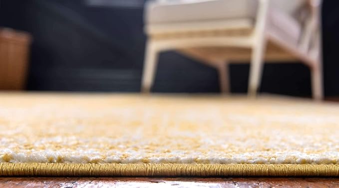 Unique Loom Bromley Collection Area Rug - Wells (8' x 10' Rectangle, Yellow/ Ivory)