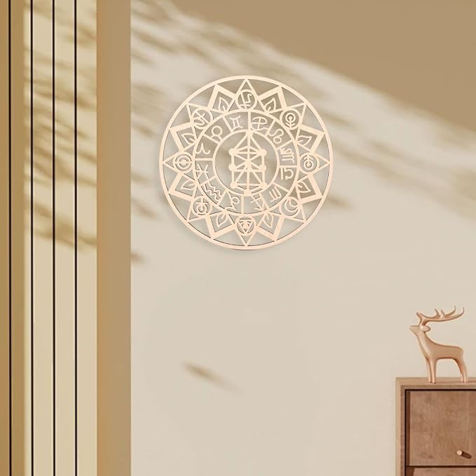 HouseVibe Geometric Wood Wall Art Ornament Creative Collection 11.8 Inch Wall Sculpture Hanging Decoration for Office Dining Room Entryway- Style D