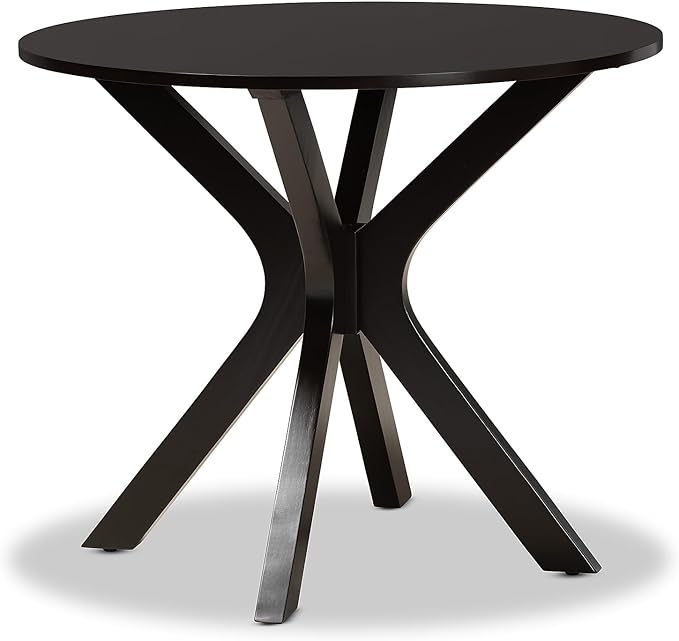 Baxton Studio Kenji Modern and Contemporary Dark Brown Finished 35-Inch-Wide Round Wood Dining Table
