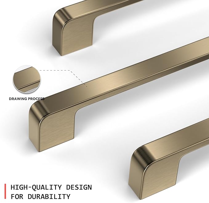 30 Pack Champagne Bronze Cabinet Pulls and Handles - 5 inch Brushed Bronze Kitchen and Dresser Drawer Pulls