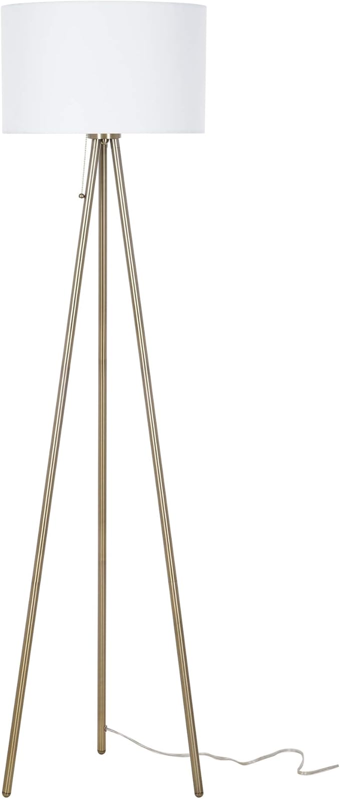 Catalina Lighting Mid-Century Modern Tripod Floor Lamp, Standing Lamp, Living Room Floor Light, LED Bulb NOT Included, 61.25", Antique Brass