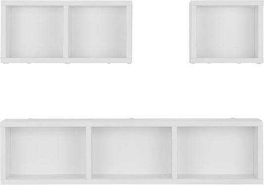Danya B. Bauhaus Floating Geometric Cubby Wall Shelves - Set of 3 Sizes - White