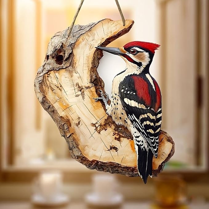 Vintage Bird Wooden Signage, Handmade Boxwood Bird Wall Hanging, 2D Flat Design, Rustic Farmhouse Robin Birds Wall Decor Forest Animal Decoration for Nursery, Indoor Outdoor Home Living Room