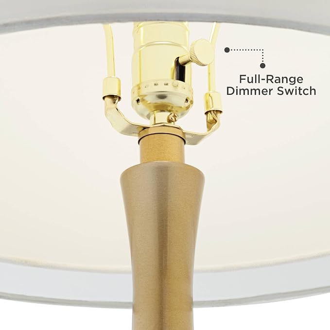 Color + Plus Nickki 30 1/2" Tall Large Mid Century Modern Glass End Table Lamp Celosia Orange Gold Brass Finish Metal Base Single White Shade Living Room Bedroom Bedside Nightstand House Office