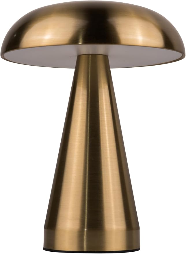 Craftmade - Marta 8.25 in. Brass Finish 1-Light Integrated LED, 2700/4500/6000K CCT 3-Way Touch Rechargeable Table Lamp with Shade