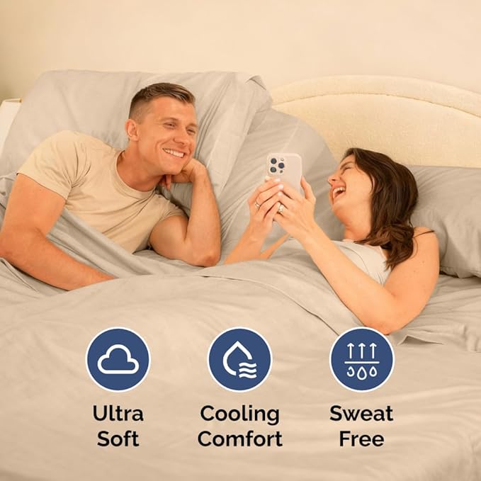 Flex Top Split Head King 4 Piece Sheet Set - Ultra-Soft, Breathable & Cooling Bed Sheets Set - Hotel Luxury Bedding for Women & Men with Deep Pockets - Wrinkle Free & Fade Resistant - Oeko-Tex - Cream