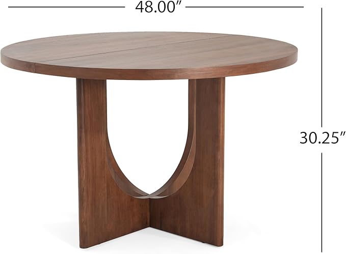 Merax 5-Piece Retro Dining Set - 48" Round Cross-Leg Table & 4 Upholstered Chairs, Mid-Century Modern Kitchen Set with Rubberwood Frame for Kitchen Dining Room, Cappuccino+Walnut