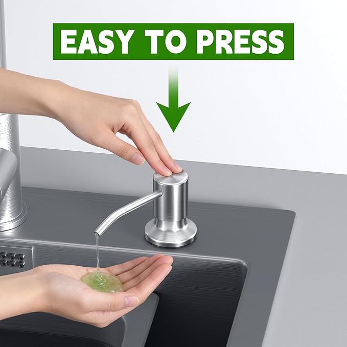 Kitchen Sink Soap Dispenser, Built in SoapDispenser, 47" Extension Tube kit, Counter Lotion Dispenser Pump, No Need More Refills (Brushed Nickel)