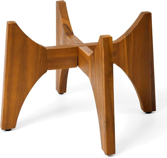 KUTE NEST 11.5" H x 17.9" W Acacia Solid Wood Plant Stand, Mid Century Plant Holder for Outdoor & Indoor Use, Ideal for Corso & Arco Planter, Walnut Finish for Modern Home (Walnut, Low - Medium)