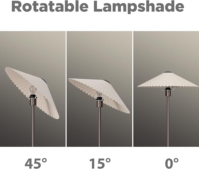 KUNJOULAM Pleated Floor Lamp, Pole Floor Lamps, Simple Design Tall Lamp with Fabric Lampshade, Standing Lamp for Living Room, Bedroom, Office, Home (Brown)