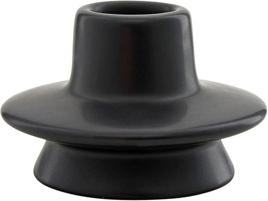 47th & Main Taper Candle Holders for Candlesticks, Ceramic Modern Decorative Candle Holder for Dining Table Centerpiece, Mini - 3" Diameter x 2" Tall, Black