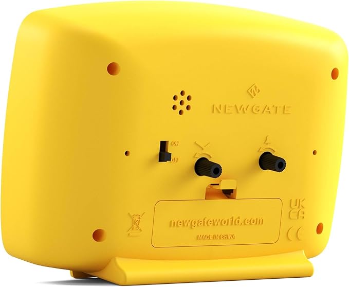 NEWGATE® Brooklyn Alarm Clock | Rectangular Retro Design | Citrus Yellow | Ideal for Bedside, Desk, Shelf & Mantel | Mid-Century Retro Bedroom & Office Accessory
